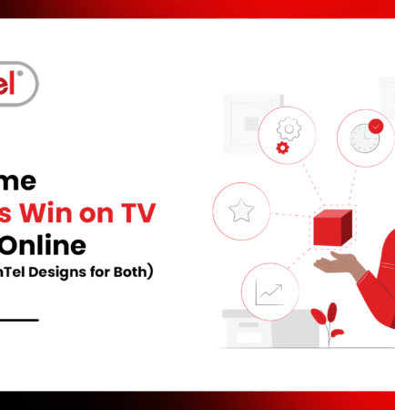 InvenTel graphic showing an illustrated person presenting a product with performance icons, with the text “Why Some Products Win on TV but Fail Online (And How InvenTel Designs for Both).”