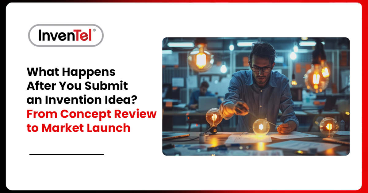 Inventor reviewing an invention idea from concept development through product launch