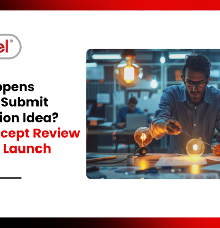 Inventor reviewing an invention idea from concept development through product launch
