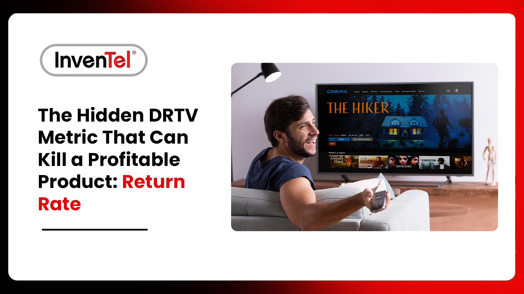 DRTV return rate and product profitability analysis showing sales, returns, and campaign costs